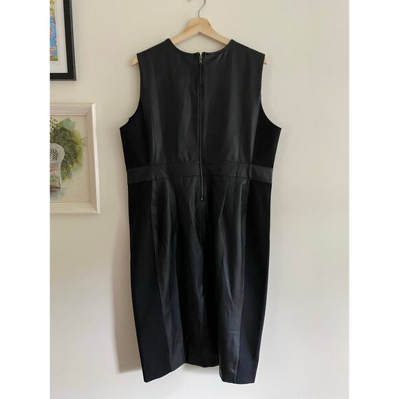 SPANX Leather Like Combo Fitted Dress in Classic Black Size 1X - Picture 5 of 7